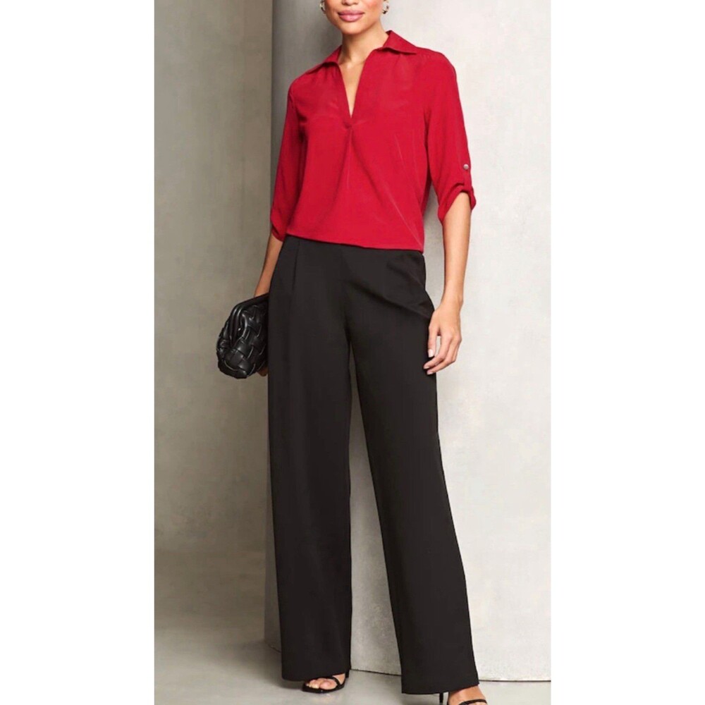 7th Avenue Design Studio New York & Company Womens Red Collared Blouse Sz M